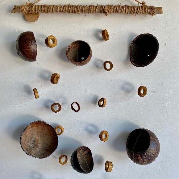 36” x 24” coconut shell and bamboo indoor wind-chime/wall decor/wall hanging - Picture 1 of 5